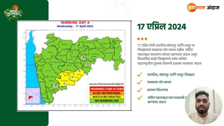 १५,१६,१७ आणि १८ एप्रिल ला या जिल्ह्यांना अवकाळी पावसाचा इशारा व येलो अलर्ट | IMD LIVE Havaman Andaj Today 12 IMD LIVE Havaman Andaj Today 17 April Havaman Andaj