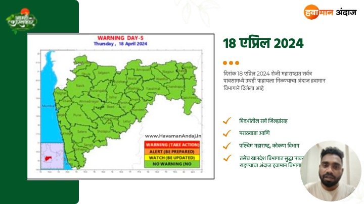 १५,१६,१७ आणि १८ एप्रिल ला या जिल्ह्यांना अवकाळी पावसाचा इशारा व येलो अलर्ट | IMD LIVE Havaman Andaj Today 13 18 April Havaman Andaj IMD LIVE Havaman Andaj Today