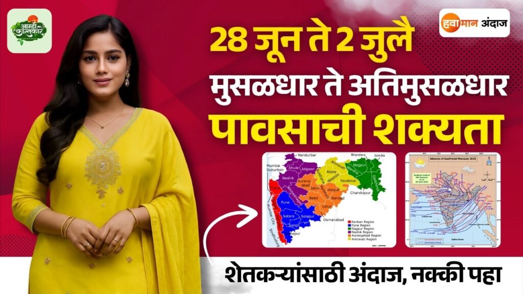 मुसळधार ते अतिमुसळधार पावसाची शक्यता
